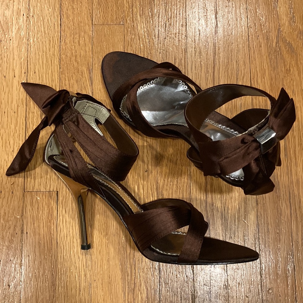 Bakers Shoes Duchess Satin Bow Back Heels